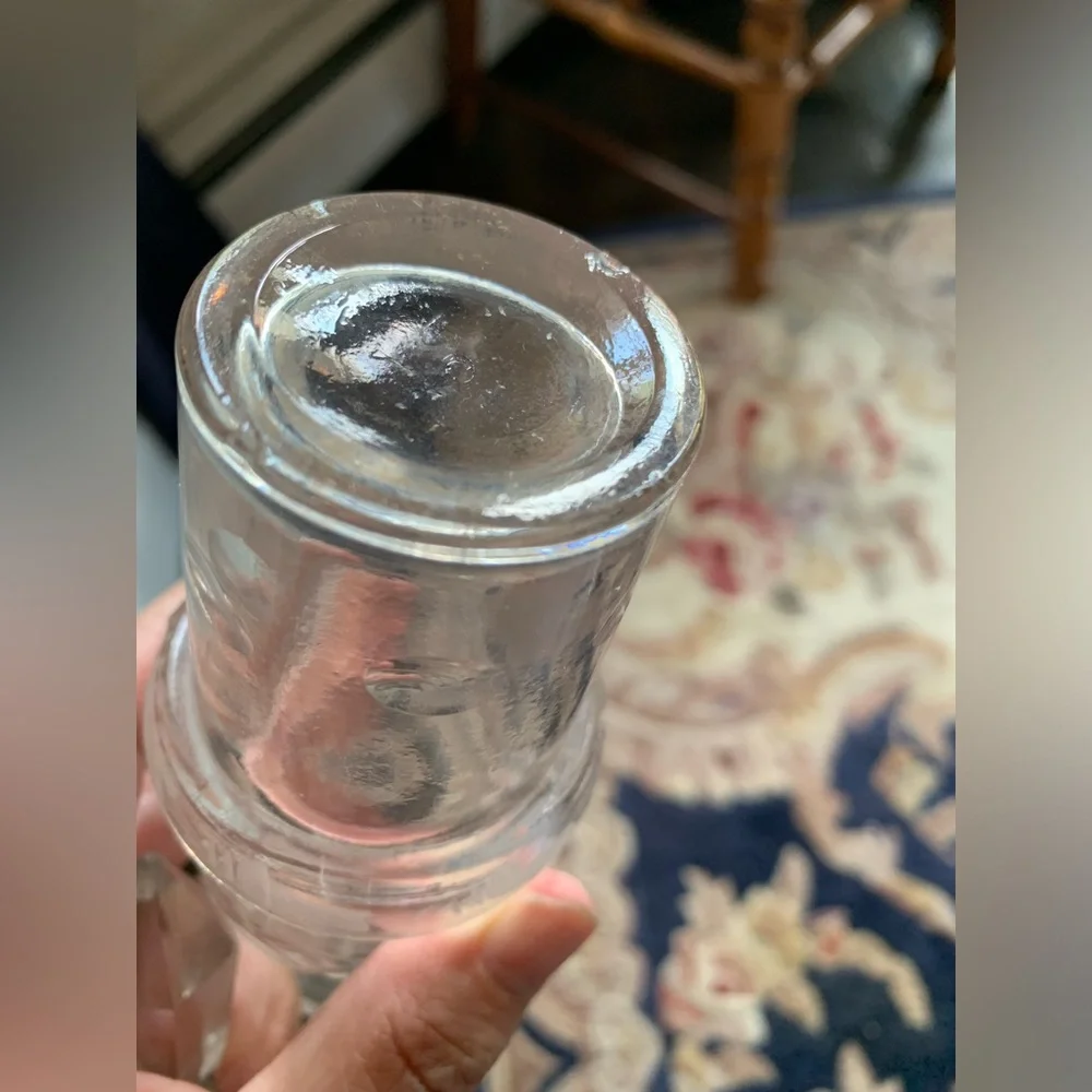 Vintage Decanter Glass Crystal Stopper 8” Etched Glass